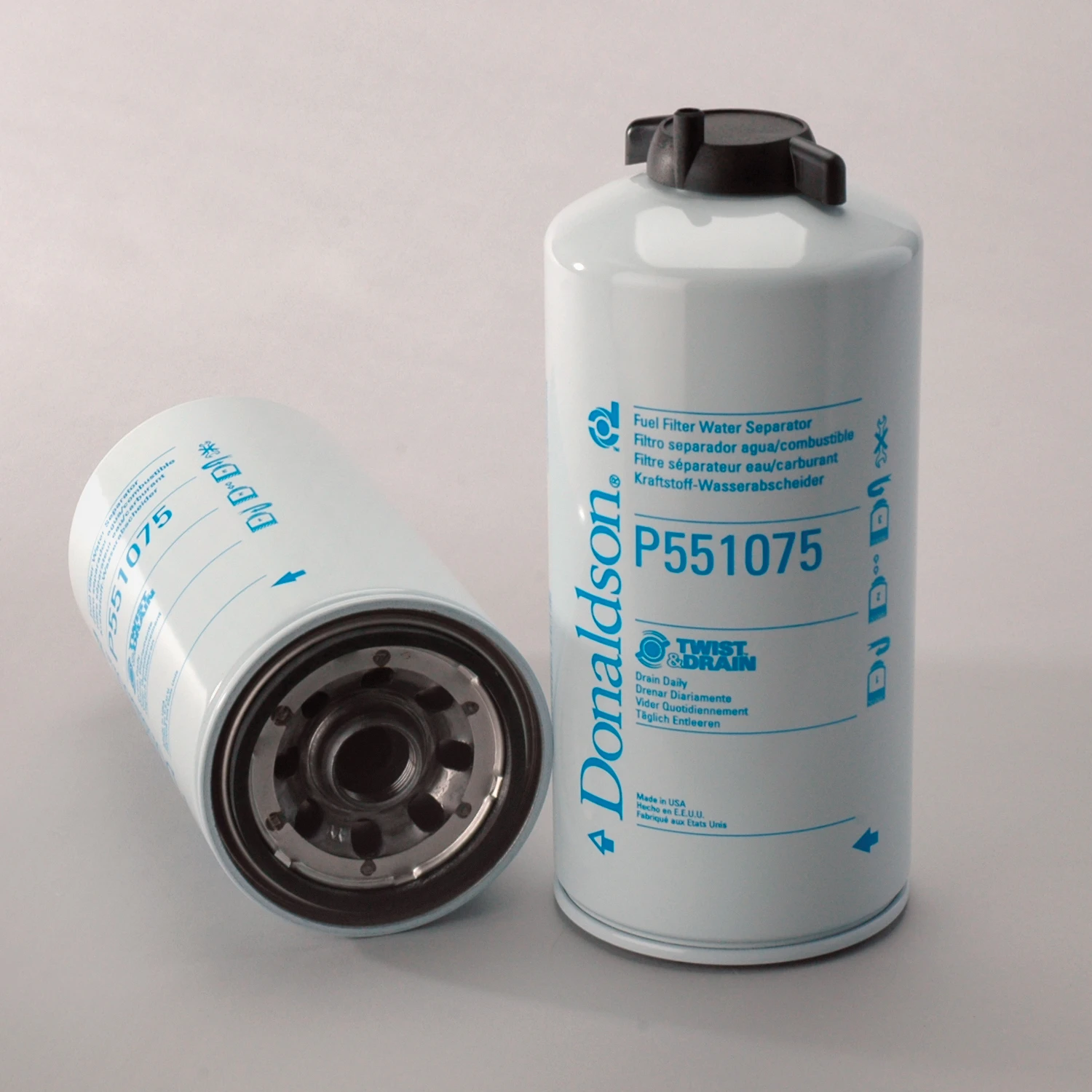 Fuel Filter, Screw-On Water Separator, Twist & Drain