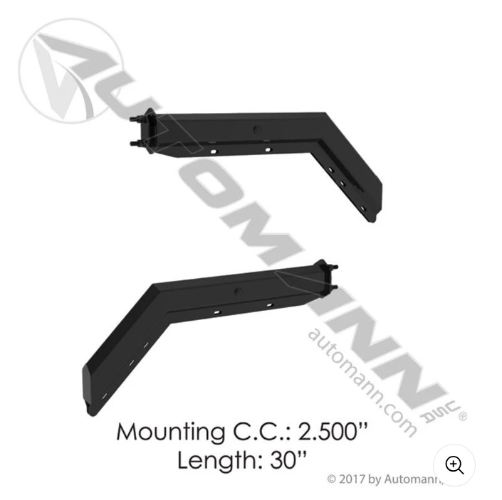 Automann Black Angled Spring Loaded Mudflap Hanger Kit- 30" Long, 2.5" Mounting