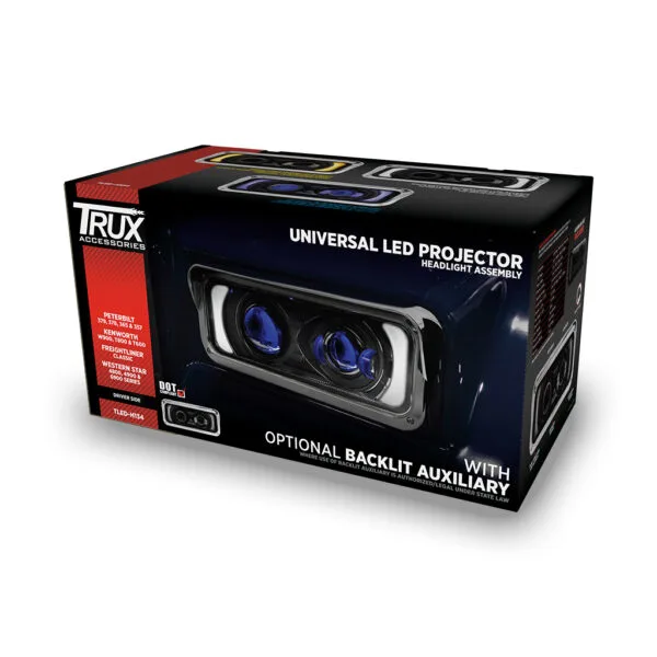 Trux TLED-H134 Rectangular Backlit LED Projector Headlight Assembly
