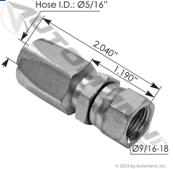 Automann 818.38400-0606 3/8 In JIC Dut Fitting