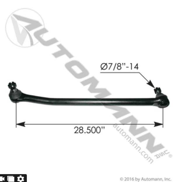 Automann 463.DS5515 - Steering Drag Link - 28.500" C-to-C - for IHC-Ford