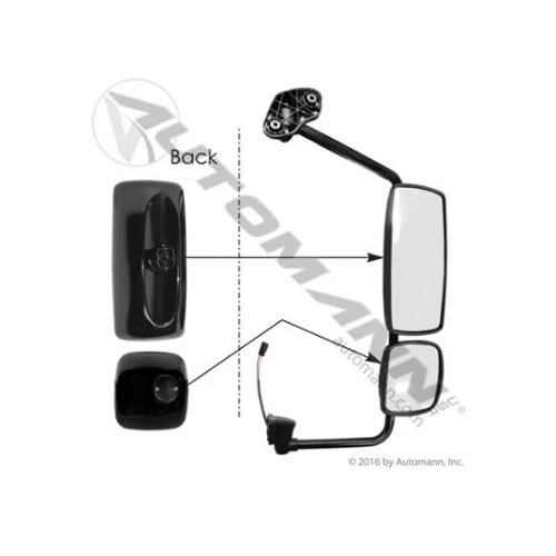 Mirror Assy RH Heated Black Freightliner