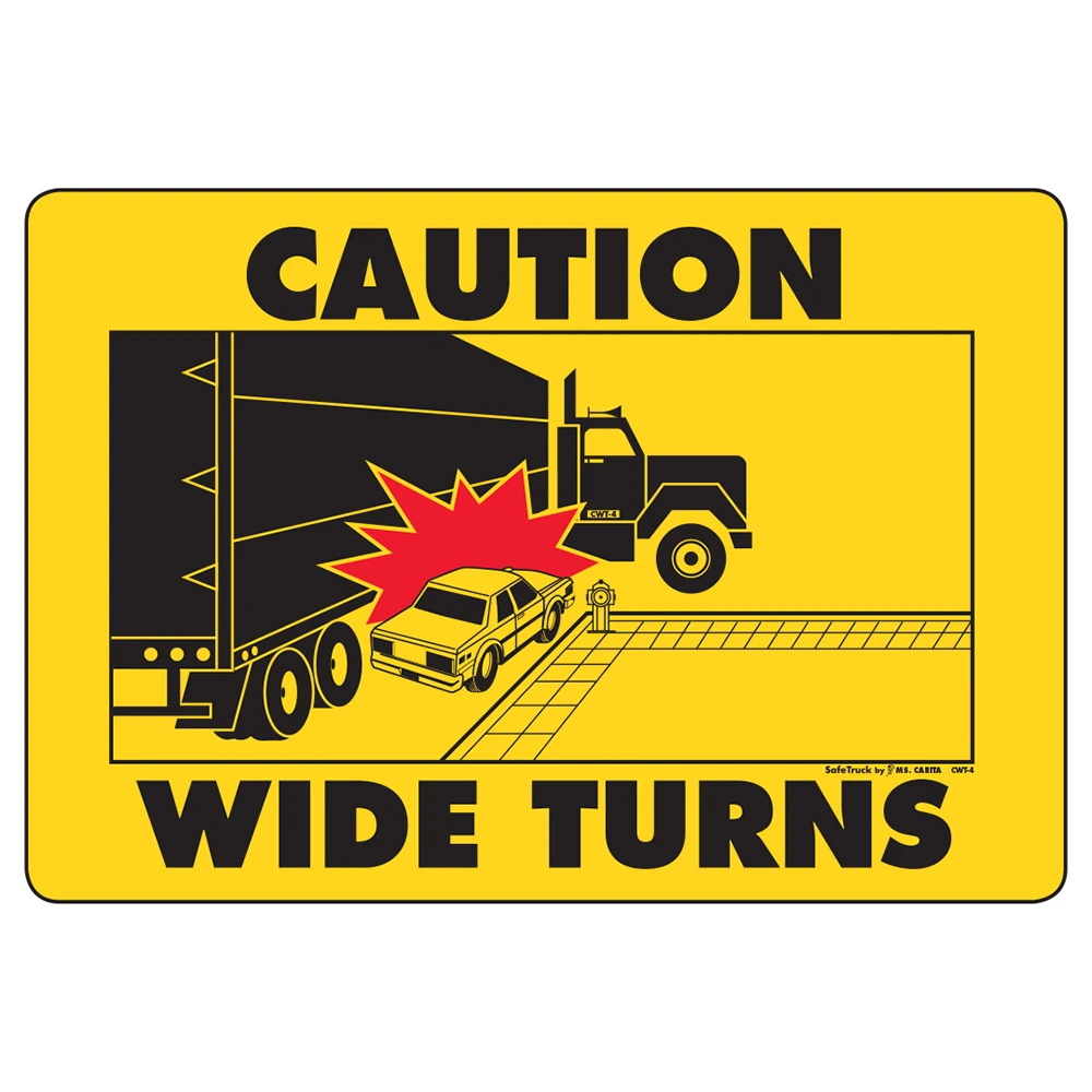 Caution Wide Turn Decal