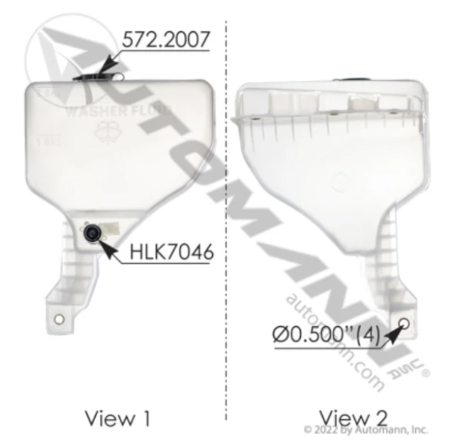 Automann 575.10211 Washer Fluid Reservoir for Kenworth and Peterbilt