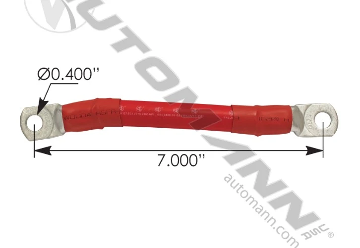 Cable Batt Stackable 2/0 7in Red