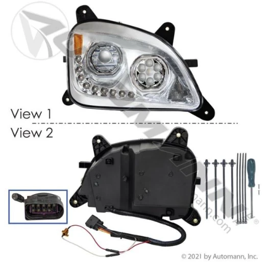Automann 564.75049DCY LED RH Headlamp Peterbilt