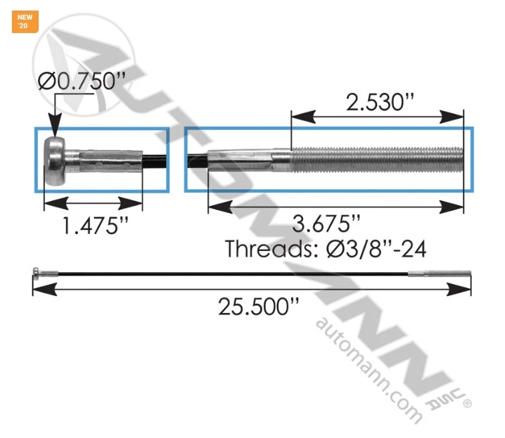 Cable Air Tank Mounting 25.5in