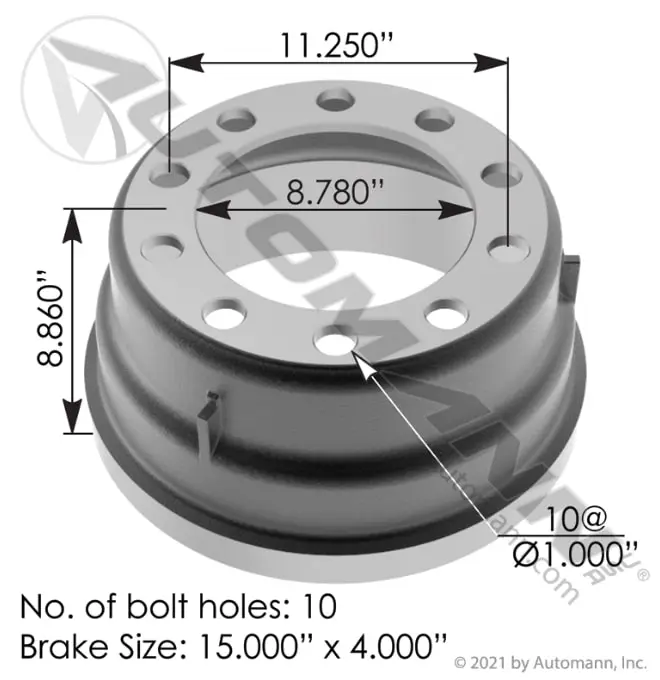 Brake Drum 15.000in x 4.000in