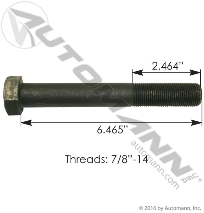 Insulator Bolt 7/8in-14 X 6-1/2in GR8 Ma