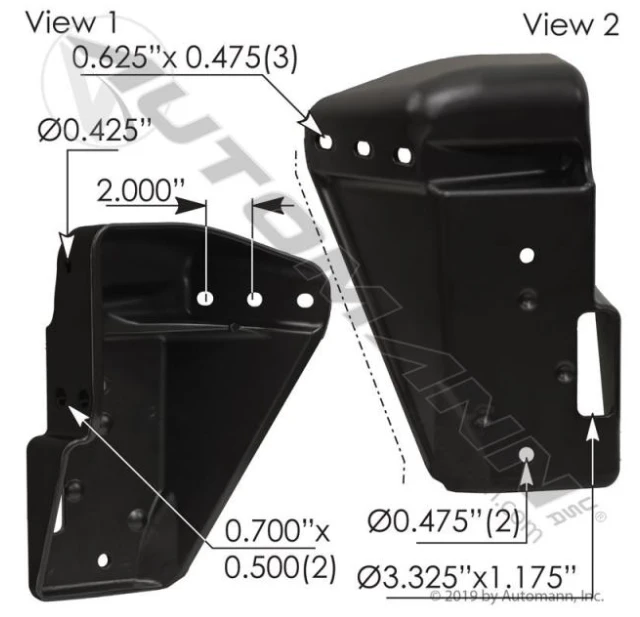 Automann 564.46698 Bumper Mounting Bracket RH Freightliner