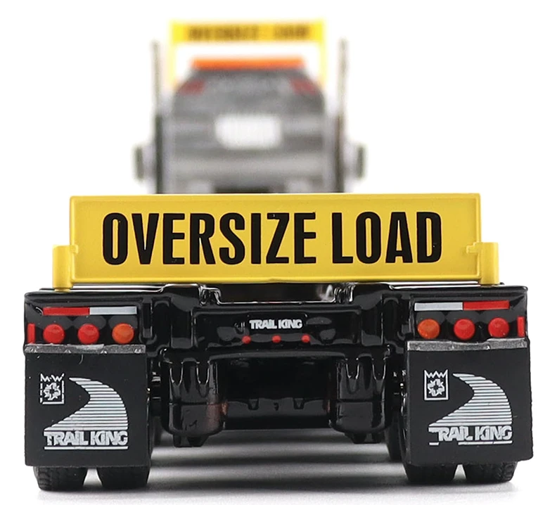 1:50 Kenworth T880 SBFA Daycab Tridem Black Tractor with Trail King TK120 HDG Lowboy Trailer