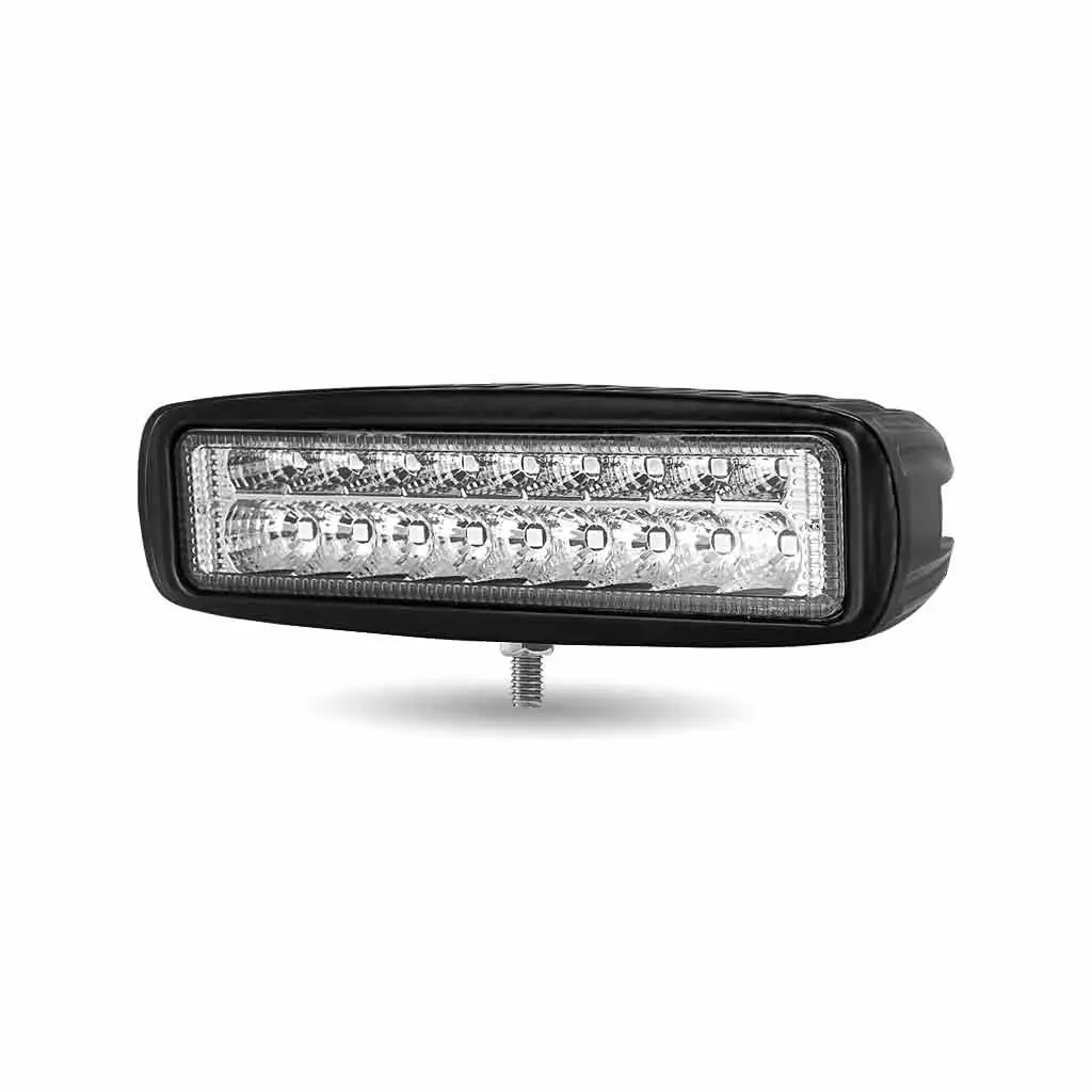Trux Accessories Universal White Rectangular High Powered LED Work Lamp with Amber Strobe (18 Diodes) - 1400 Lumens
