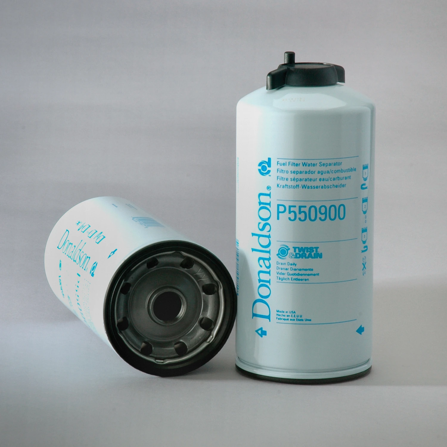Fuel Filter, Screw-On Water Separator, Twist & Drain