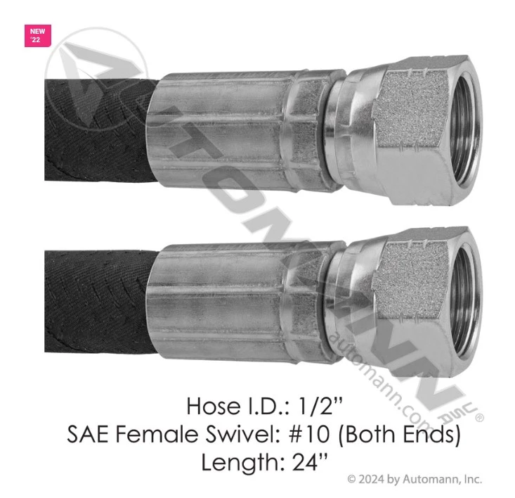 Discharge Hose 2 Fem SAE Swivel 24in FTL