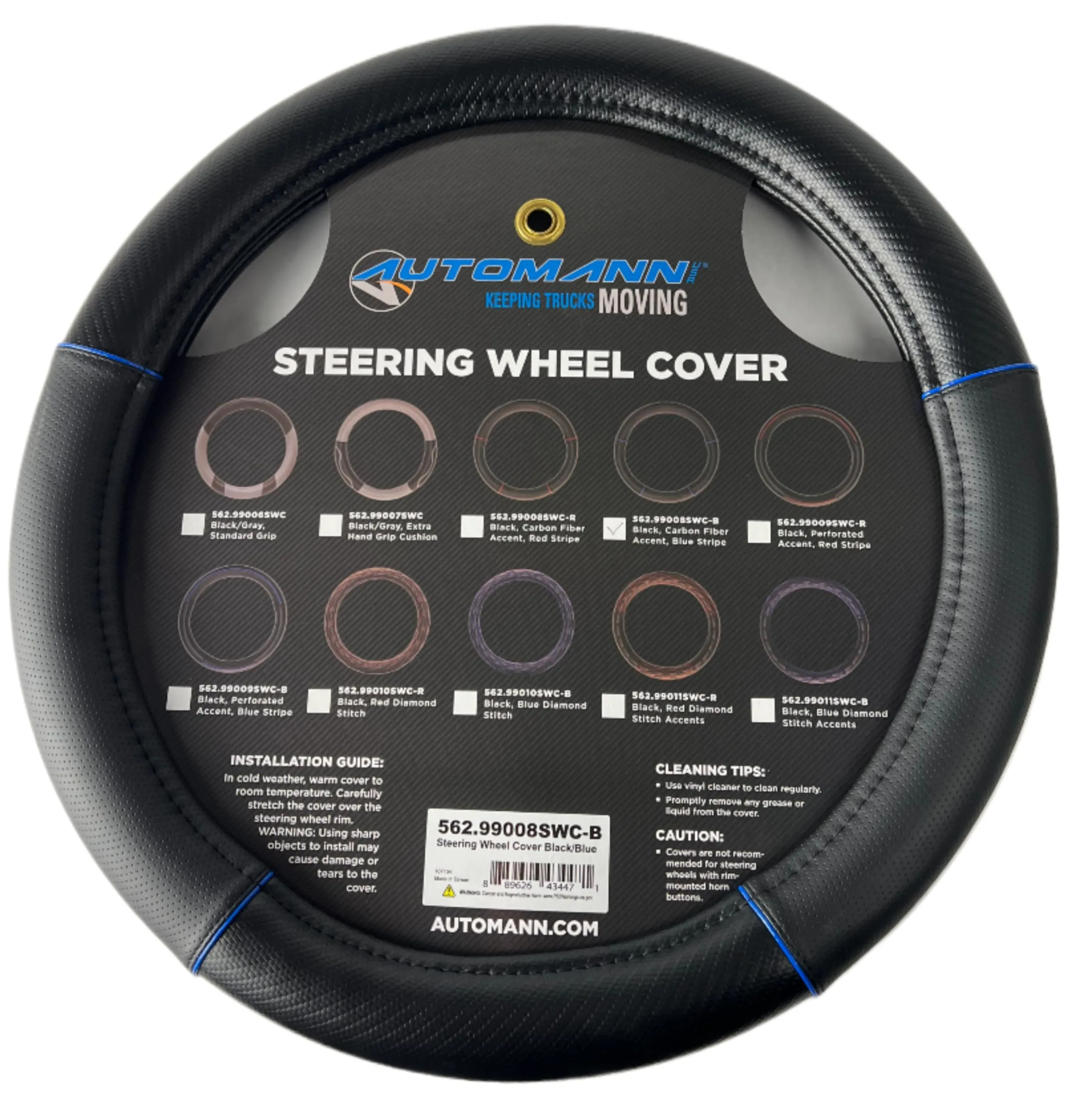 Automann 562.99008SWC-B Steering Wheel Cover Black/Blu
