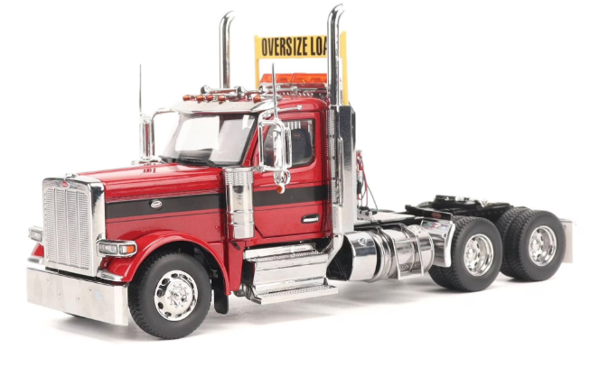 1:32 Peterbilt Model 589 131-inches-BBC Day-Cab Tandem-Axle Legendary Red Truck Tractor - 71146