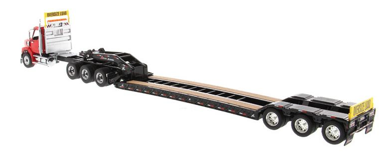 1:50 Western Star 49X SB Tridem Red Tractor with XL 120 HDG Drop Deck Trailer with Single &amp; Tandem Axle Boosters - 71090