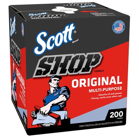 Scott Shop Towels Pop-Up Box, Blue - 1,600 Count - SCOT75190