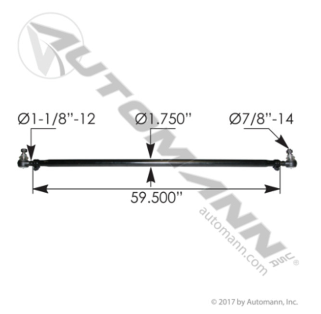 Automann 463.DS5003 IH Hendrickson Cross Tube Assembly - 59.5" C-to-C - 463.DS5003