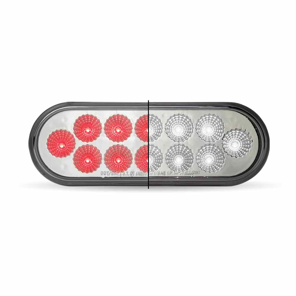 Trux Accessories 6" Red Stop Turn Tail to White Back Up LED Oval Light - TLED-OX60R