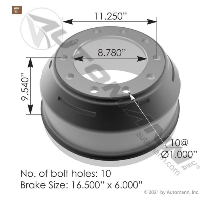 Brake Drum 16.500in x 6.000in - 151.6615BA
