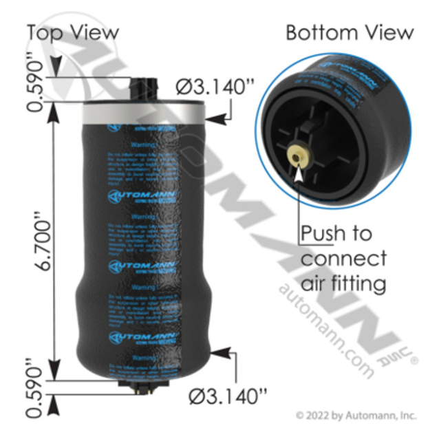 Automann ABSZ70-6001 Kenworth Link Cab Air Bag Spring - ABSZ70-6001