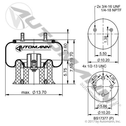 Automann AB1DK25B-8755 Air Spring Rolling Lobe - AB1DK25B-8755