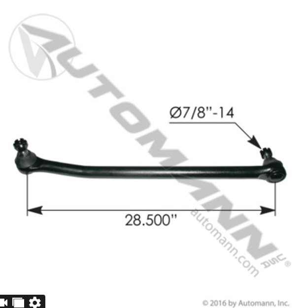 Automann 463.DS5515 - Steering Drag Link - 28.500" C-to-C - for IHC-Ford - 463.DS5515