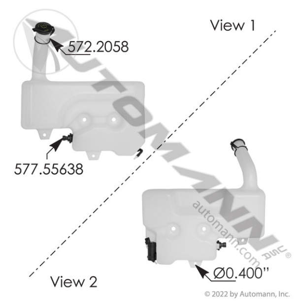 Automann 575.10344 IH Navistar Washer Fluid Reservoir - 575.10344