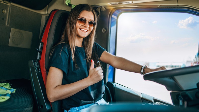 women driver in action