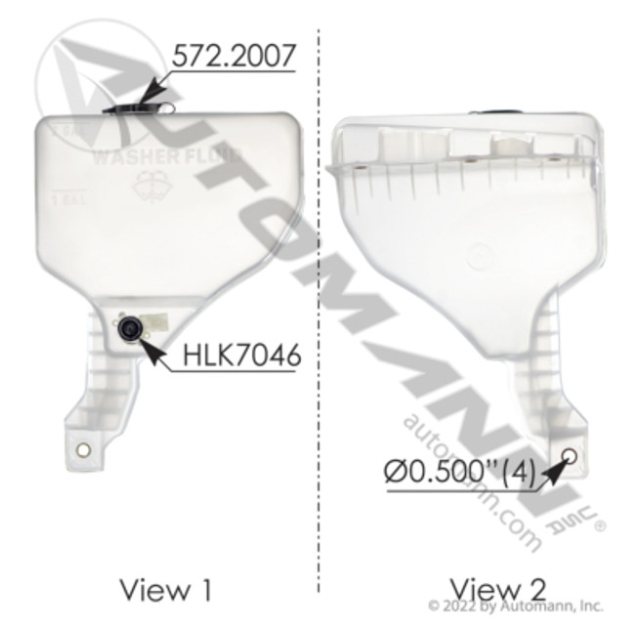Automann 575.10211 Washer Fluid Reservoir for Kenworth and Peterbilt - 575.10211