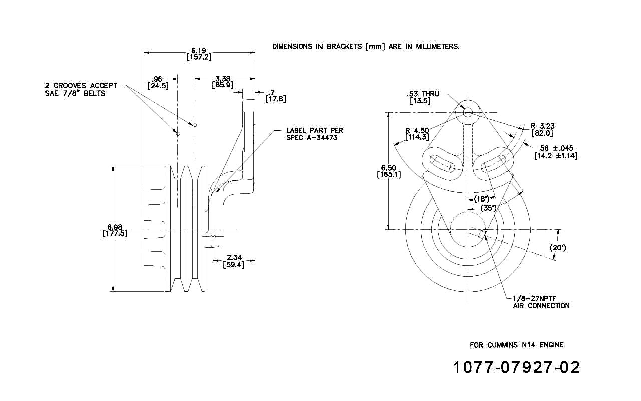 Engine Cooling Fan Clutch Pulley Bracket - 1077-07927-02