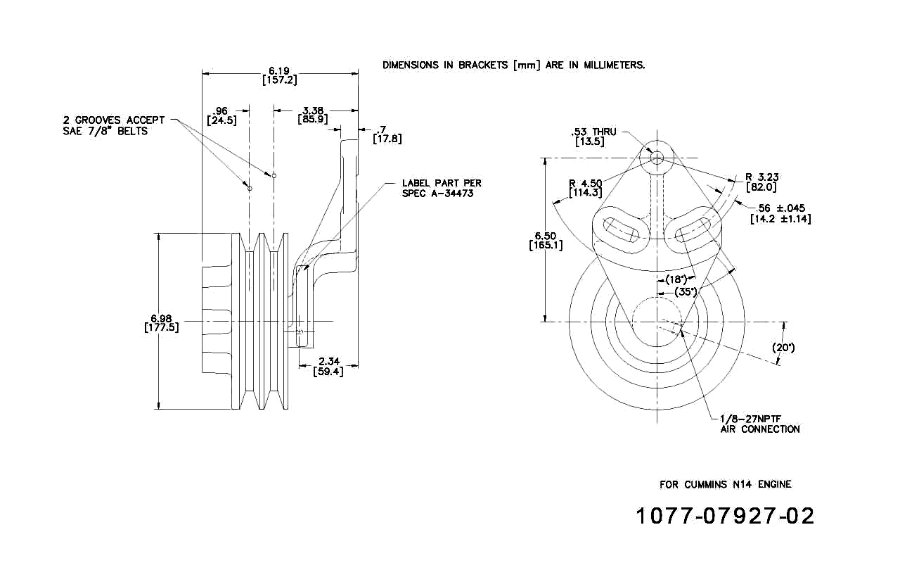 Engine Cooling Fan Clutch Pulley Bracket - 1077-07927-02