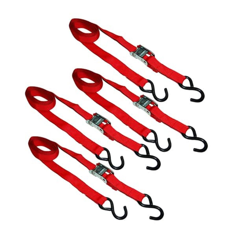 1" x 6' S-Hook Cam Buckle Tie-Downs, 4 Pack Blister - SL27