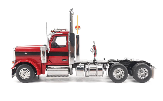 1:32 Peterbilt Model 589 131-inches-BBC Day-Cab Tandem-Axle Legendary Red Truck Tractor - 71146