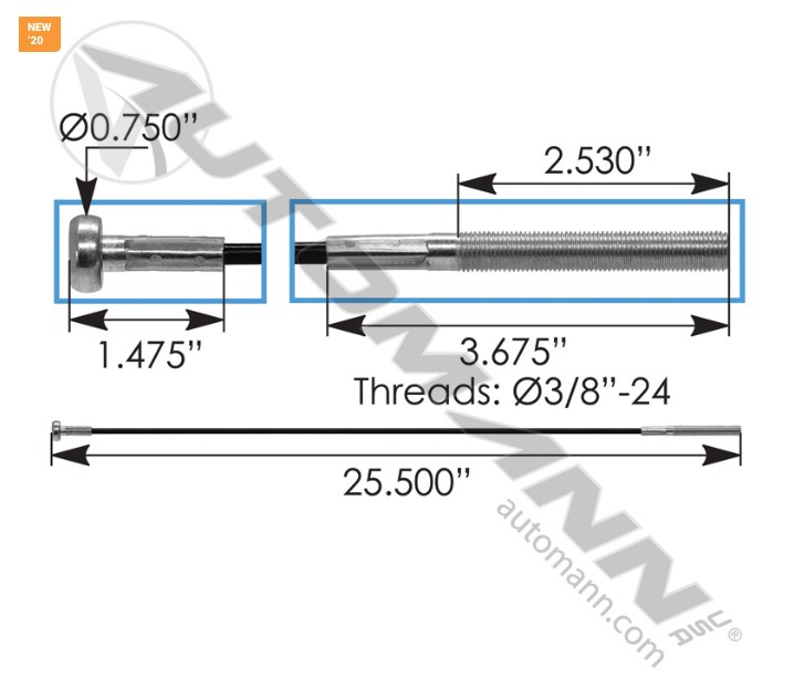 Cable Air Tank Mounting 25.5in - 172.46255MC