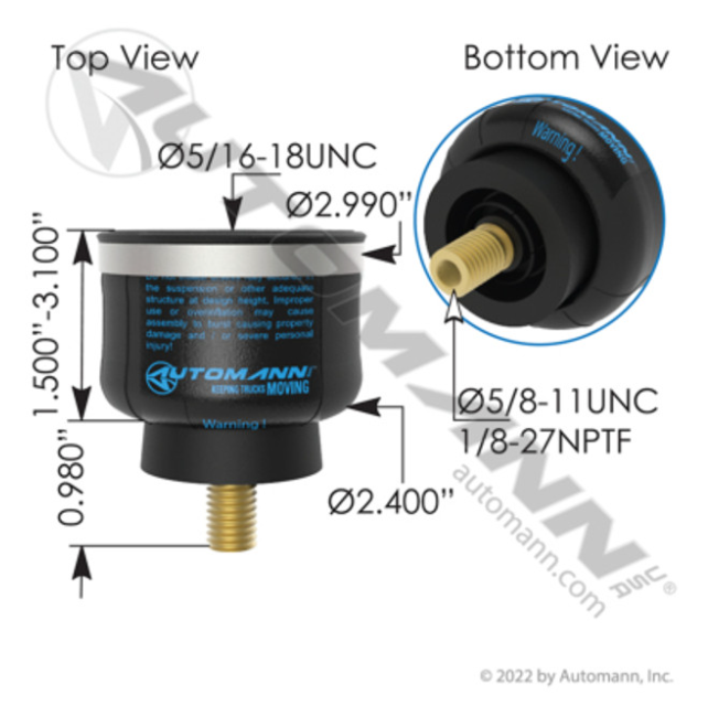 Automann ABSZ70-3001 Air Spring Sleeve - ABSZ70-3001