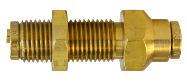 DOT Push-Lock Bulkhead Union 3/8" Tube (PL1377-6) - PL1377-6