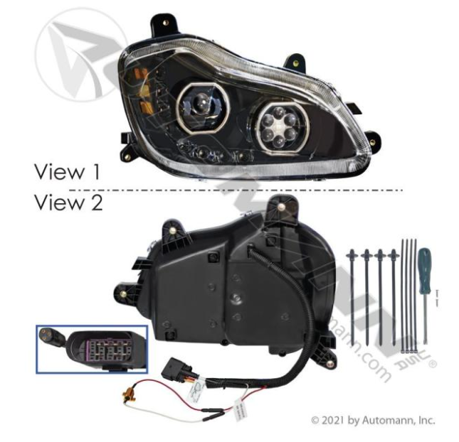 Automann 564.59091DBY Kenworth LED RH Headlamp - 564.59091DBY