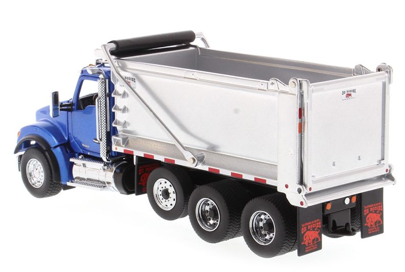 1:50 Kenworth T880S SFFA Tandem with Pusher Axle in Metallic Blue with Ox Bodies Stampede Dump Cab - 71078
