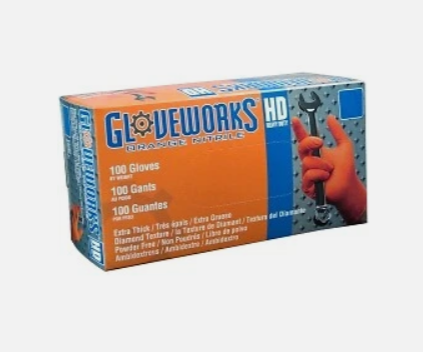 Ammex AMXGWON46100 Gloves HD Orange Nitrile Large - AMX-GWON46100
