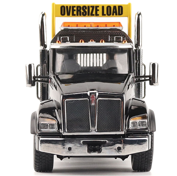 1:50 Kenworth T880 SBFA Daycab Tridem Black Tractor with Trail King TK120 HDG Lowboy Trailer - 71134