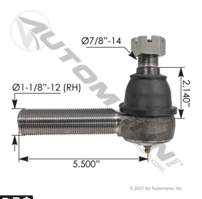 Automann 462.ES22608R Tie Rod End - 462.ES22608R