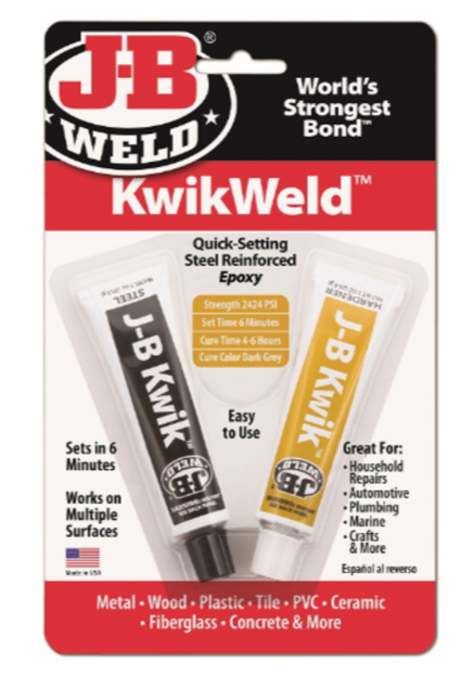 HLW JBWE8276 J-B Weld KwikWeld Quick Setting Steel Reinforced Epoxy - 2 oz. - JBWE8276