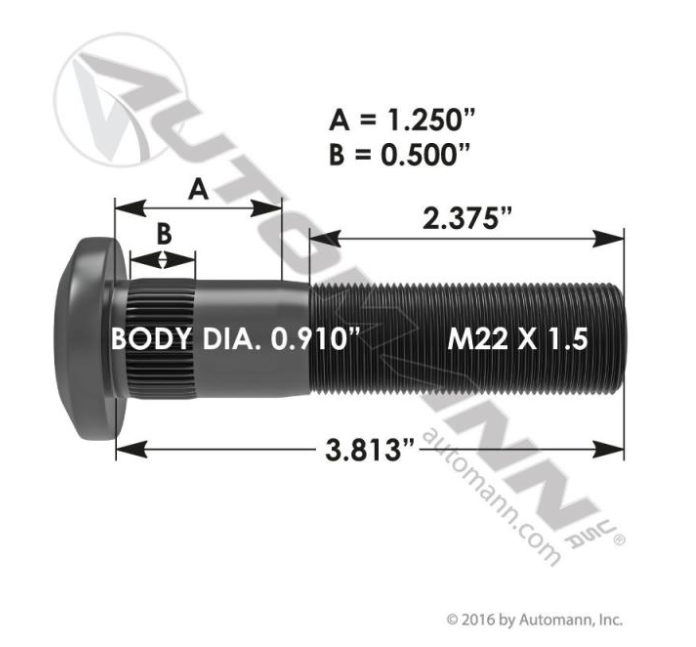 Automann 201.6044 Wheel Stud - 201.6044