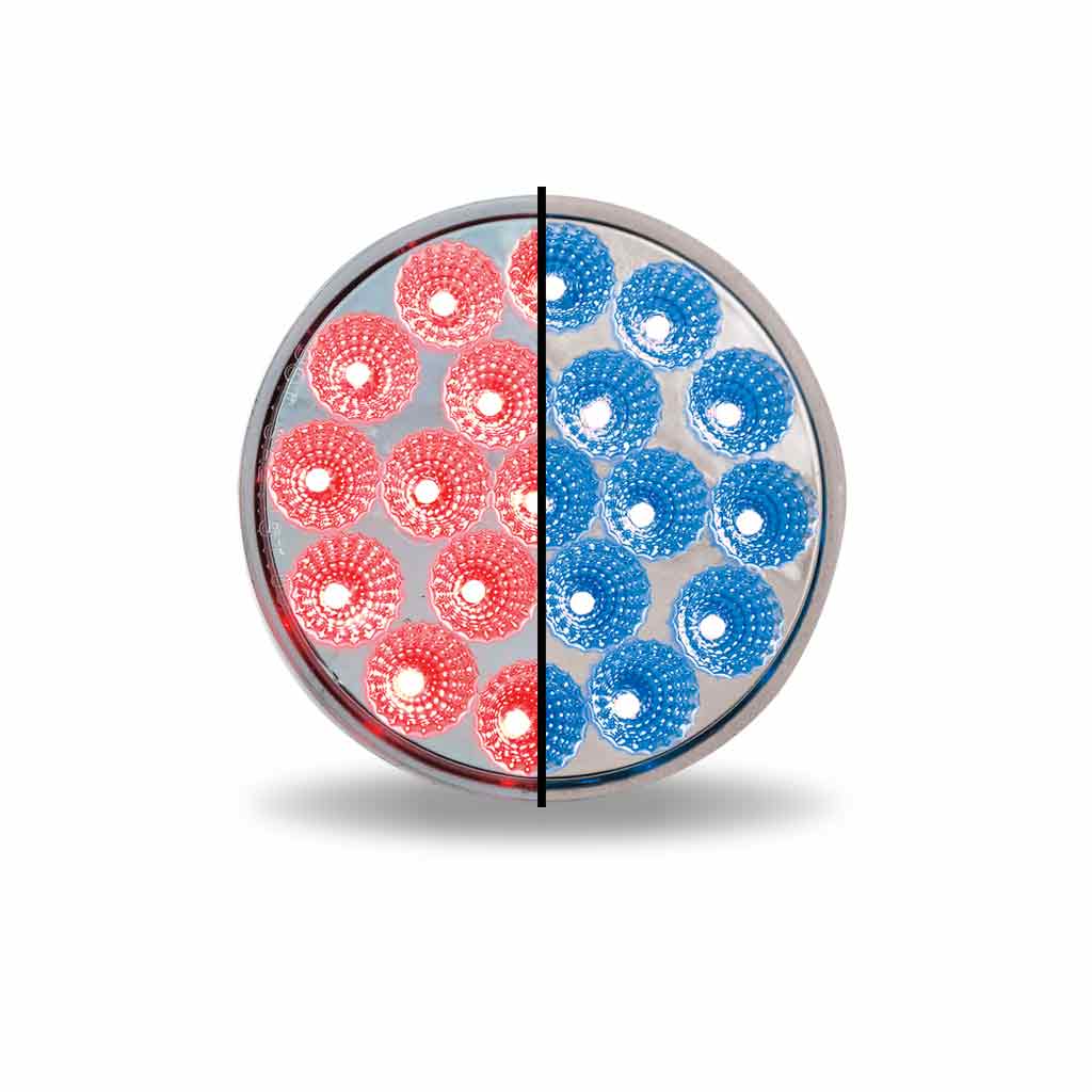 4" Red Stop, Turn & Tail to Blue Auxiliary Round LED Light -19 Diodes (TLED-4XRB) - TLED-4XRB