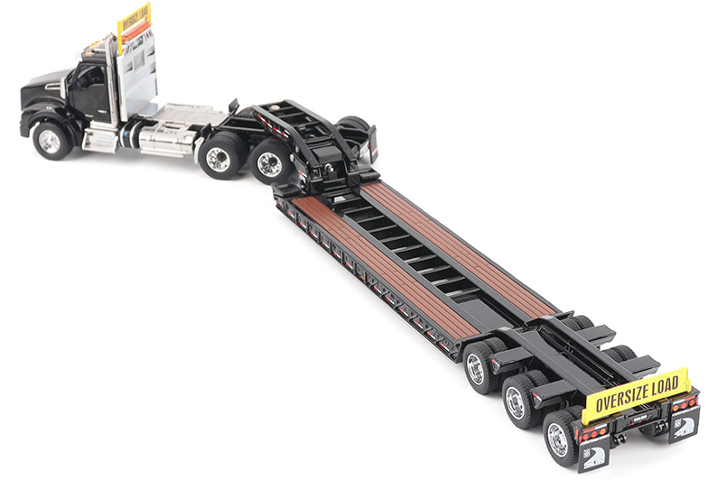 1:50 Kenworth T880 SBFA Daycab Tridem Black Tractor with Trail King TK120 HDG Lowboy Trailer - 71134