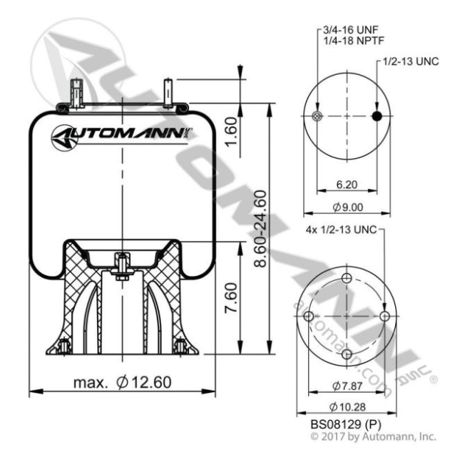 Automann AB1DK23L-9350 Air Spring Rolling Lobe - AB1DK23L-9350