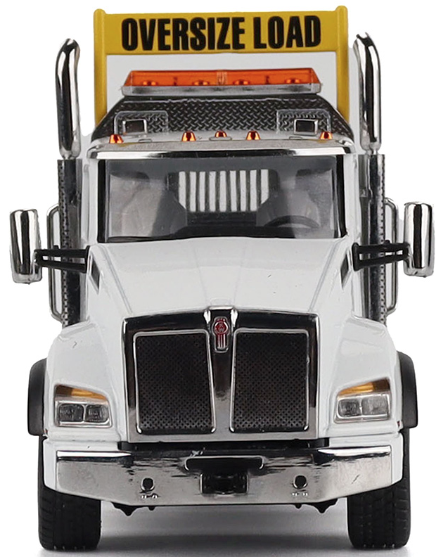 1:50 Kenworth T880 SBFA Daycab Tridem White Tractor with Trail King TK120 HDG Lowboy Trailer - 71139