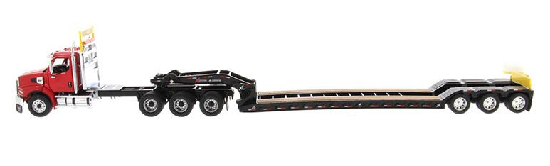 1:50 Western Star 49X SB Tridem Red Tractor with XL 120 HDG Drop Deck Trailer with Single &amp; Tandem Axle Boosters - 71090